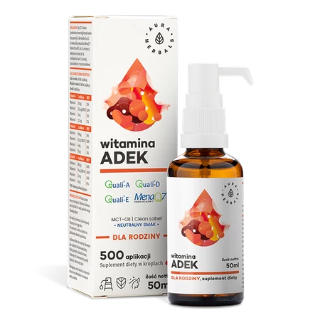Witamina A + D3 + E + K2 MK7 (ADEK) - dla rodziny (50 ml)