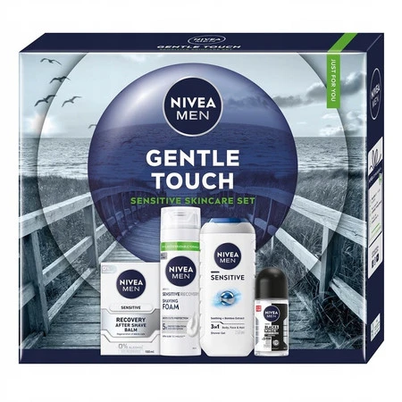 Men Gentle Touch zestaw pianka do golenia 200ml + balsam po goleniu 100ml + żel pod prysznic 3w1 250ml + antyperspirant roll-on 50ml