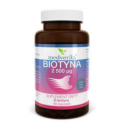 Medverita Biotyna 2500 µg + Witamina B7 na wsparcie skóry i włosów 90 kaps.