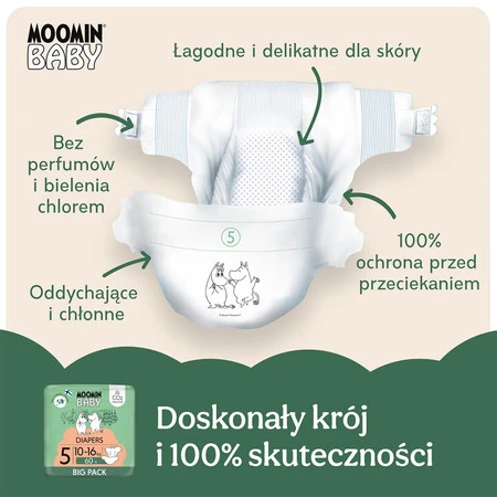 MOOMIN Baby, Pieluszki 5 MAXI (10-16kg), 60 szt. EKO BIG PACK