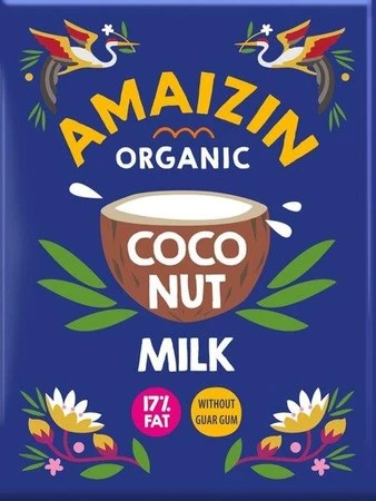 COCONUT MILK - NAPÓJ KOKOSOWY BEZ GUMY GUAR (17 % TŁUSZCZU) BIO 200 ml - AMAIZIN