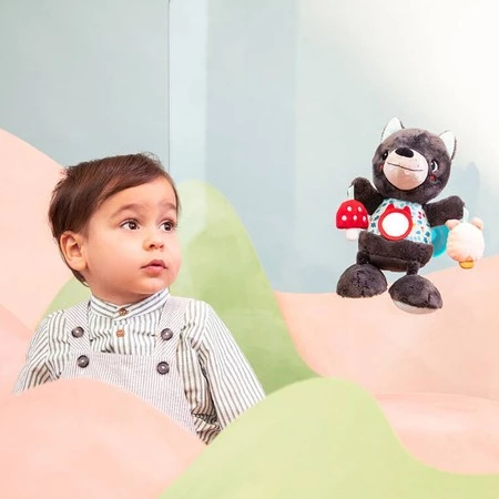 LILLIPUTIENS Wielofunkcyjna przytulanka na przyssawce Wilk Louis 6 m+