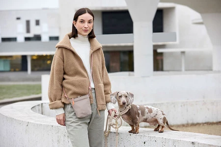 PALOPA Torebka saszetka na smakołyki dla psa Karl taupe M