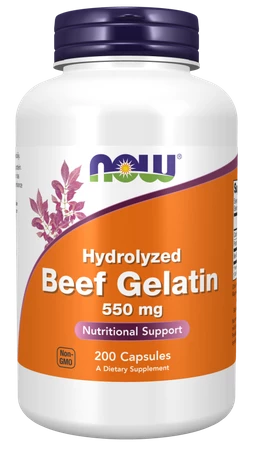 NOW FOODS Beef Gelatin - Żelatyna wołowa 550 mg (200 kaps.)