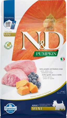 Farmina N&D Pumpkin Dog Lamb & Blueberry Adult Mini - sucha karma dla psa - 800 g