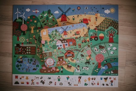Janod Puzzle obserwacyjne w walizce Farma 24 elementy 3+ Made in France