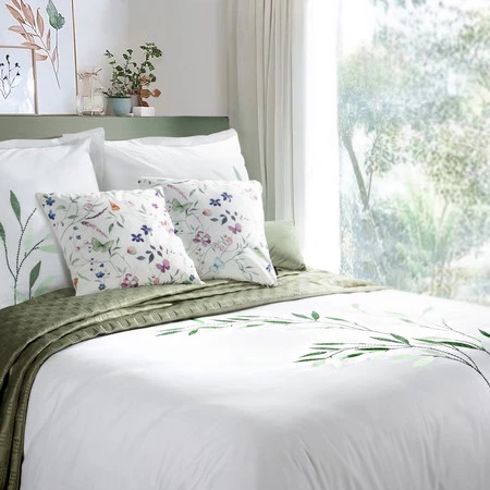 Komplet pościeli satynowej Haft, 160 x 200 cm, Biały