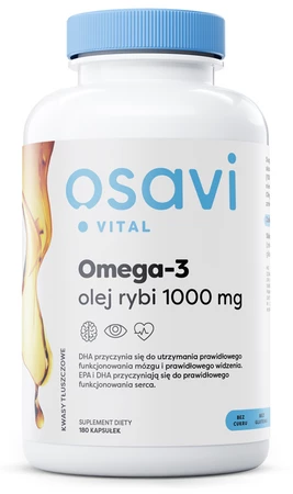 OSAVI Omega-3 olej rybi 1000 mg kwasy tłuszczowe EPA i DHA 180 kaps.