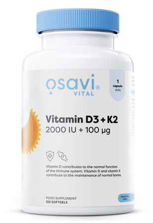 Osavi Vitamin D3 + K2, 2000IU + 100mcg - 120 kaps.