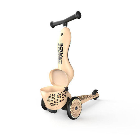 SCOOTANDRIDE Highwaykick 1 Lifestyle 2w1 Jeździk i hulajnoga z zamykanym schowkiem 1-5 lat Leopard