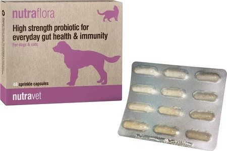 NUTRAVET Nutraflora wspomagnie jelit i odporności psów i kotów 48 kaps.