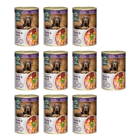 Zestaw 10x PURE NATURE DOG Pute Rind - indyk i wołowina z marchewką i fenkułem dla dorosłych psów (400g)