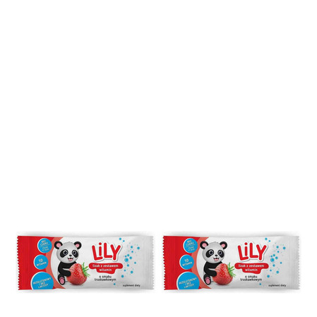 Zestaw: 2x LILY − Lizak z zestawem witamin o smaku truskawkowym − 1 szt.