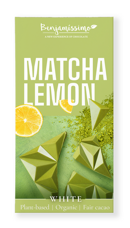  TABLICZKA KAKAOWA HERBATA MATCHA - CYTRYNA BEZGLUTENOWA BIO 60 g - BENJAMISSIMO