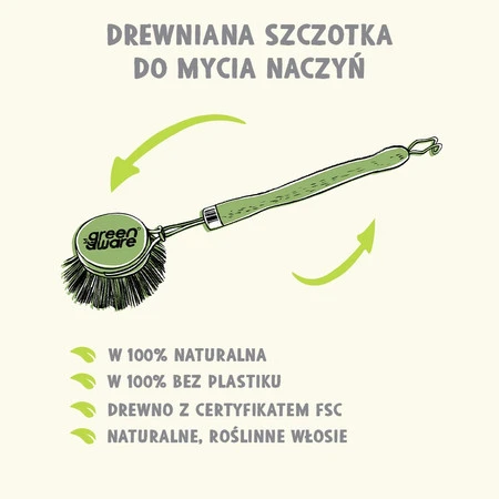 GreenAware, Drewniana szczotka do mycia naczyń, 1 szt.