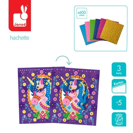 Janod Zestaw artystyczny Mozaika Konie i jednorożce 5+ (stary indeks: J07804)