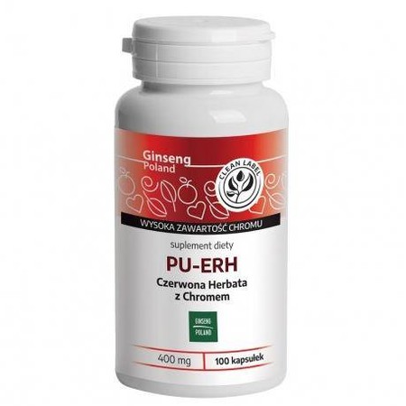 Ginseng Poland − Pu-Erh czerwona herbata z chromem − 100 kaps.