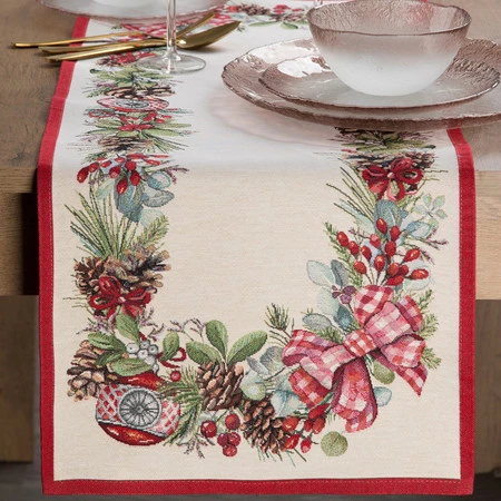 Bieżnik świąteczny gobelinowy 45x140 cm – Girlanda