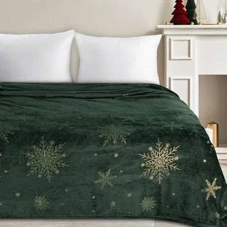 Koc świąteczny 150x200 cm zielono-złoty