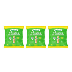 Zestaw: 3x Smileat, BIO Smilitos, Chrupki kukurydziane o smaku jabłka i banana 8m+, 25g