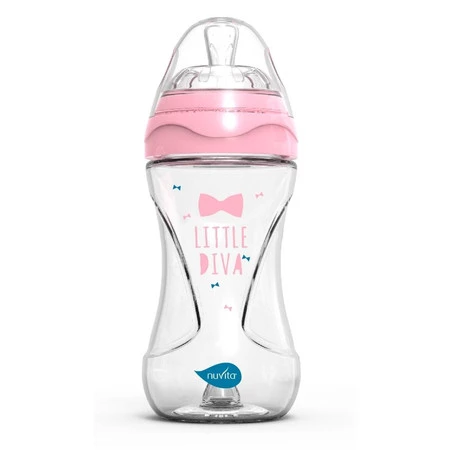 Nuvita, Butelka szklana antykolkowa różowa, 240ml