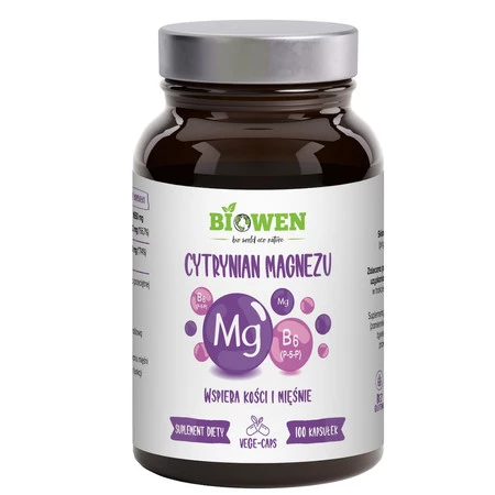 Biowen Cytrynian magnezu z witaminą B6 - 100 kaps.