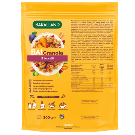 Bakalland BA! Granola 5 bakalii 300g pełnoziarnista