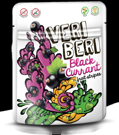 VERI BERI Żelki paski czarna porzeczka bez dodatku cukru bezglutenowe 50g