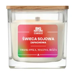 Big Nature Świeca sojowa o zap. Truskawka, Malina i Róża 220g