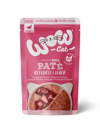 Zestaw 10x WOW CAT Junior Geflugel Leber - drób z wątróbką dla kociąt (125g)