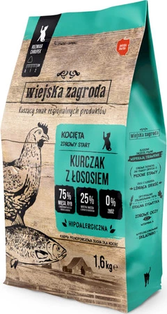 WIEJSKA ZAGRODA Kurczak z Łososiem dla kociąt 1,6kg