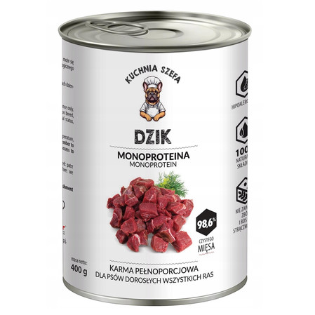 Kuchnia Szefa Dzik - karma mokra dla psa - 400g