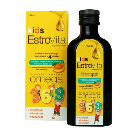 EstroVita Kids Omega 3-6-9 dla dzieci 150 ml smak banan-pomarańcza