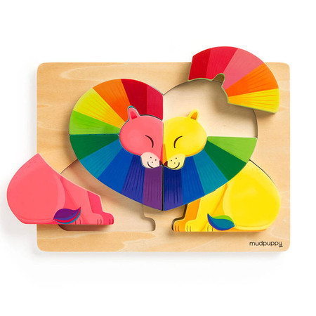 Mudpuppy Pierwsze puzzle drewniane 3D Zakochane lwy 8 elementów 1+