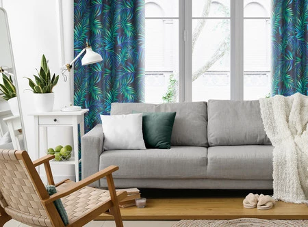 ZASŁONA GOTOWA D91 PALMS 01 140 X 250 CM CZARNY