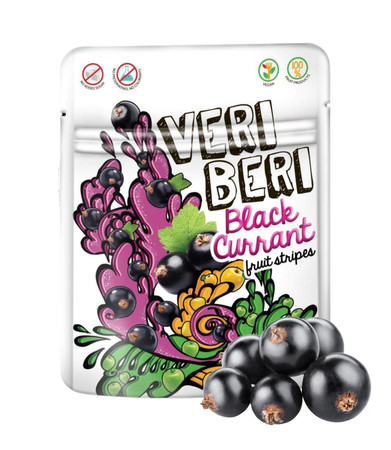 VERI BERI Żelki paski czarna porzeczka bez dodatku cukru bezglutenowe 50g