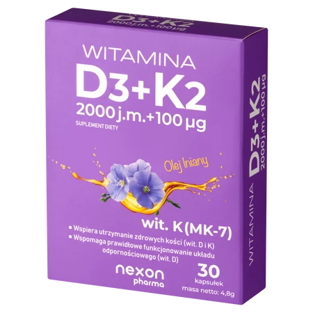 Nexon Witamina D3+K2 (2000J.M+100Mcg) 30 kaps.
