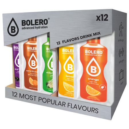 Zestaw Bolero 12 szt. x 9g napojów mix smaków ze stewią bez cukru