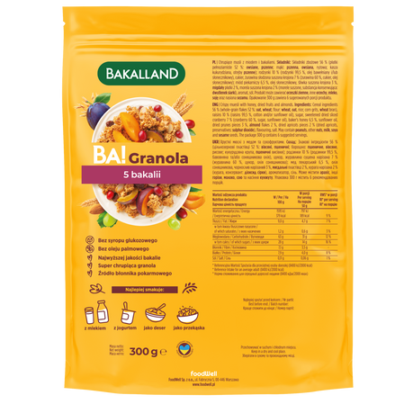Bakalland BA! Granola 5 bakalii 300g pełnoziarnista