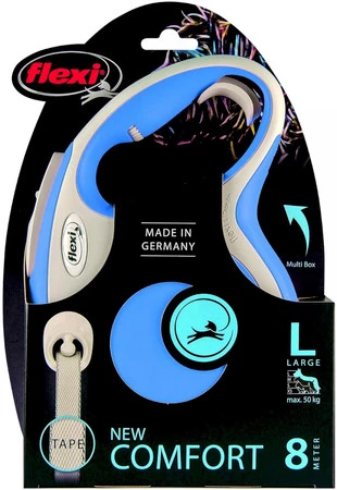 FLEXI NEW COMFORT Smycz taśmowa L / 8m niebieska
