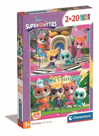 Clementoni Puzzle 2x20el SuperColor Super Kitties. Disney Junior 24811