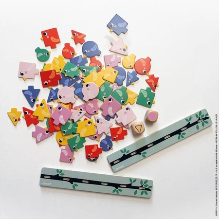 Janod Układanka edukacyjna Sortowanie kształtów, kolorów i rozmiarów Ptaki 2+