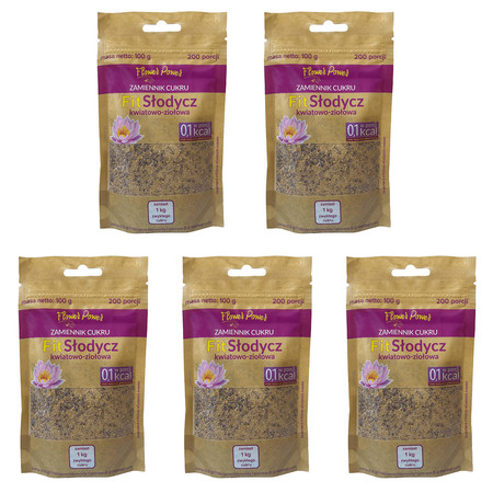 Zestaw 5x Fit Słodycz kwiatowo-ziołowy doypack 100g - 200 porcji
