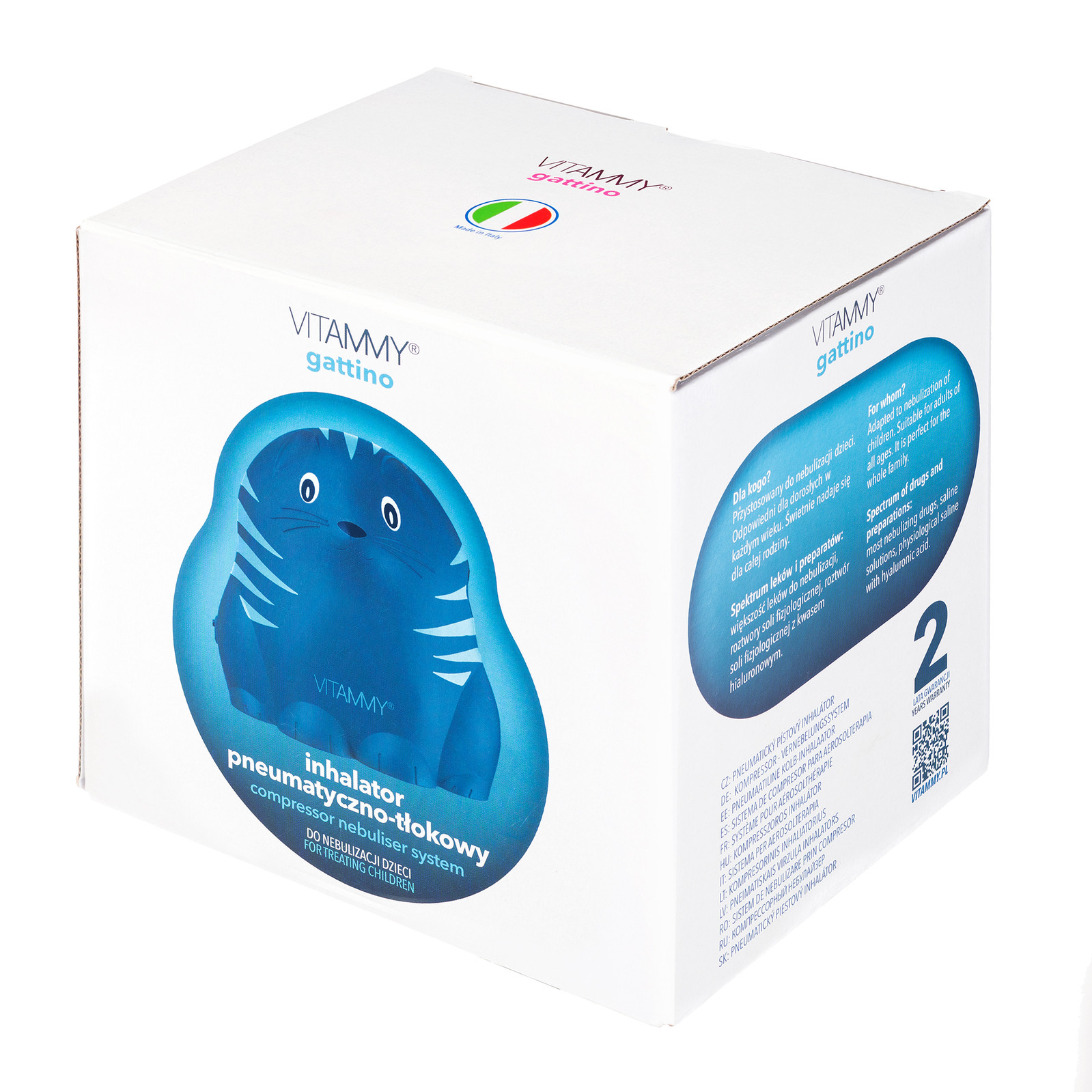 VITAMMY GATTINO A1503 Blue Inhalator dla dzieci w wesołym kształcie kotka