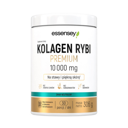 Essensey Kolagen Rybi Premium 10 000 mg wsparcie dla stawów, kości i pięknej skóry 306 g smak naturalny