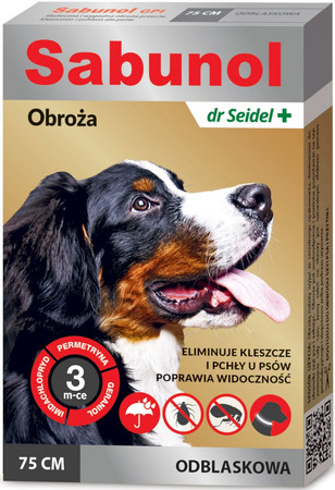 SABUNOL Obroża odblaskowa dla psa na kleszcze pchły 75cm