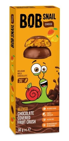 Przekąska mango w mlecznej czekoladzie Bob Snail, 30g