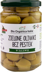 Bio Organica Italia − Oliwki zielone bez pestek w zalewie BIO − 280 g / 160 g