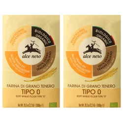 Zestaw 2x Alce Nero − Mąka pszenna typ 0 na pizzę BIO − 1 kg