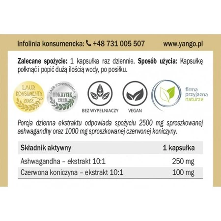 Yango − Ashwagandha z czerwoną koniczyną − 90 kaps.